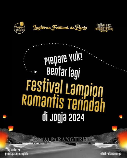 Festival Lampion Romantis Terindah di Jogja 2024, Kosongkan Jadwalmu di Tanggal 7 September!