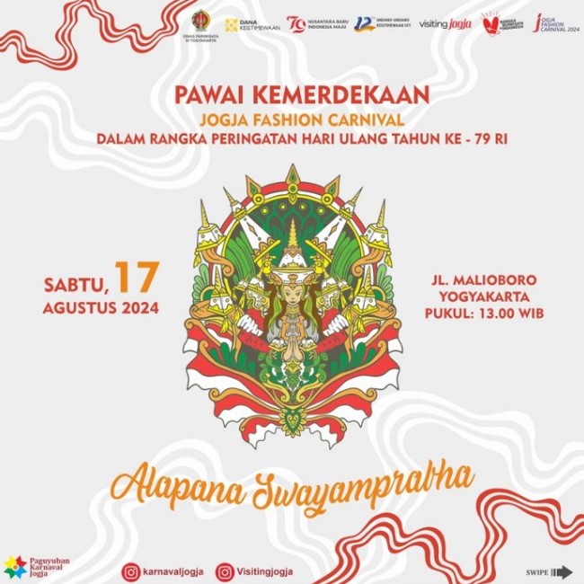 Pawai Kemerdekaan Jogja Fashion Carnival 2024, Setelah Upacara Langsung Ke Sini!