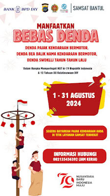 Pemutihan Pajak Kendaraan Jogja 2024, Simak Info Jadwal dan Syarat Penghapusan Denda di Sini