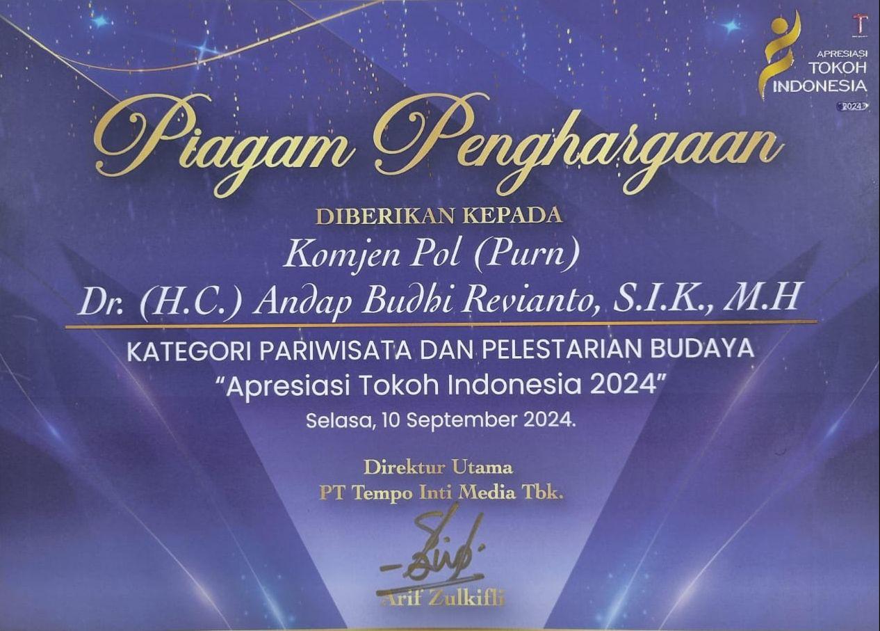 Tingkatkan Sektor Pariwisata dan Pelestarian Budaya Sultra, Andap Raih Penghargaan Apresiasi Tokoh Indonesia 2024