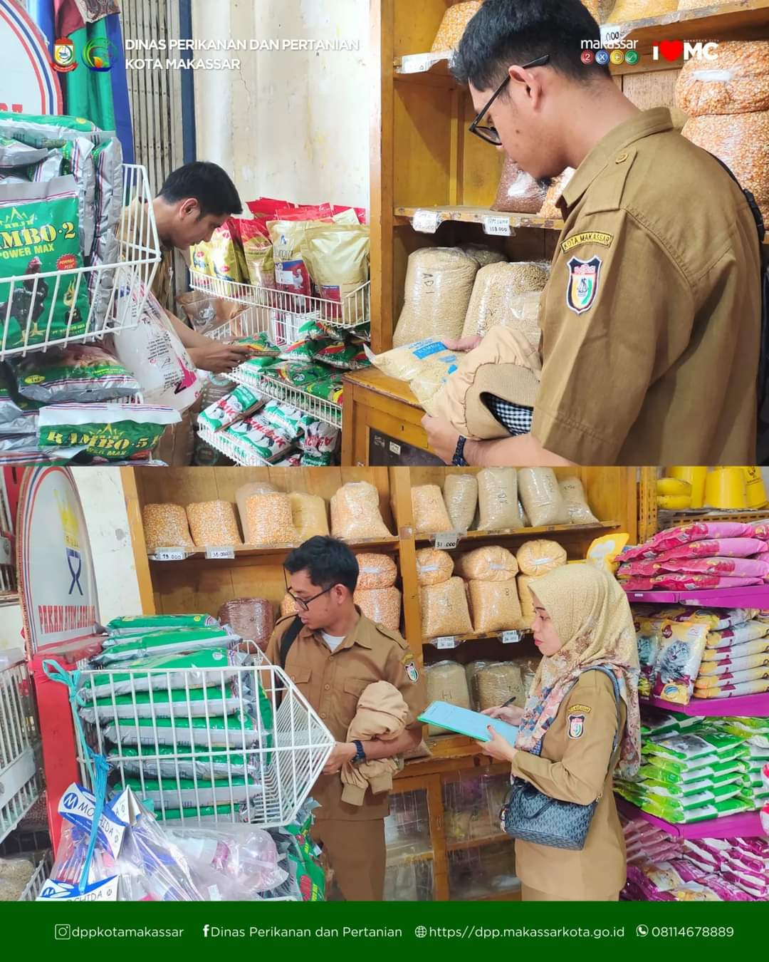 DP2 kota Makassar melakukan kegiatan Pengawasan Mutu Pakan Ternak di Anging Mammiri Poultry Shop