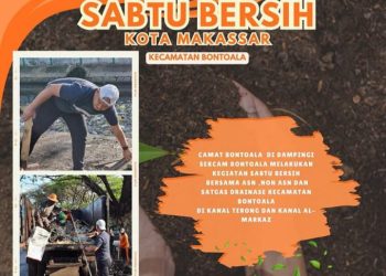 Camat Bontoala Melakukan Kegiatan Sabtu Bersih di Kanal Terong dan Kanal Al-Markaz